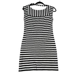Trina Turk Black White Stripe Knit Tank Dress P XS
